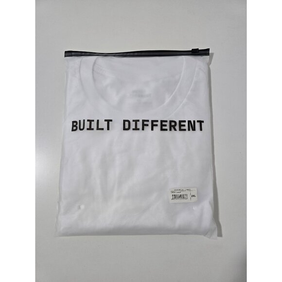BUILT DIFFERENT ALL WHITE Crew Neck Tee Size 2XL - Picture 7 of 9